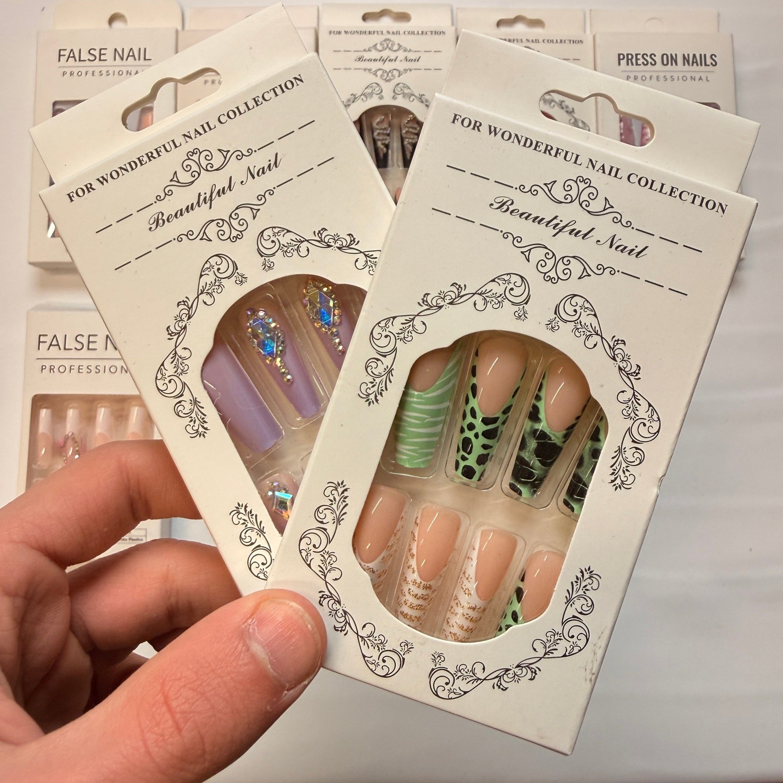Lot of 10 Pack of 24 New False Press On Nails Assorted Designs and Colors №N15