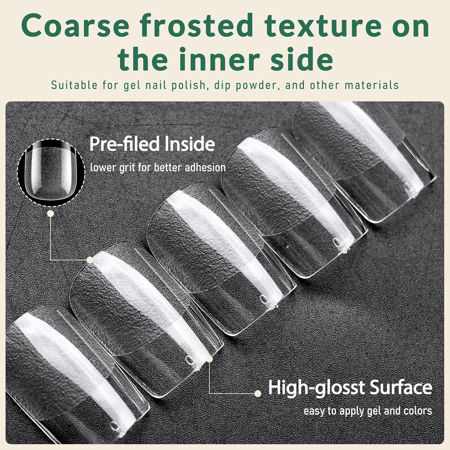 360Pcs Short Square Nail Tips, 15Sizes Square Nails Tips Clear Press on Nails So
