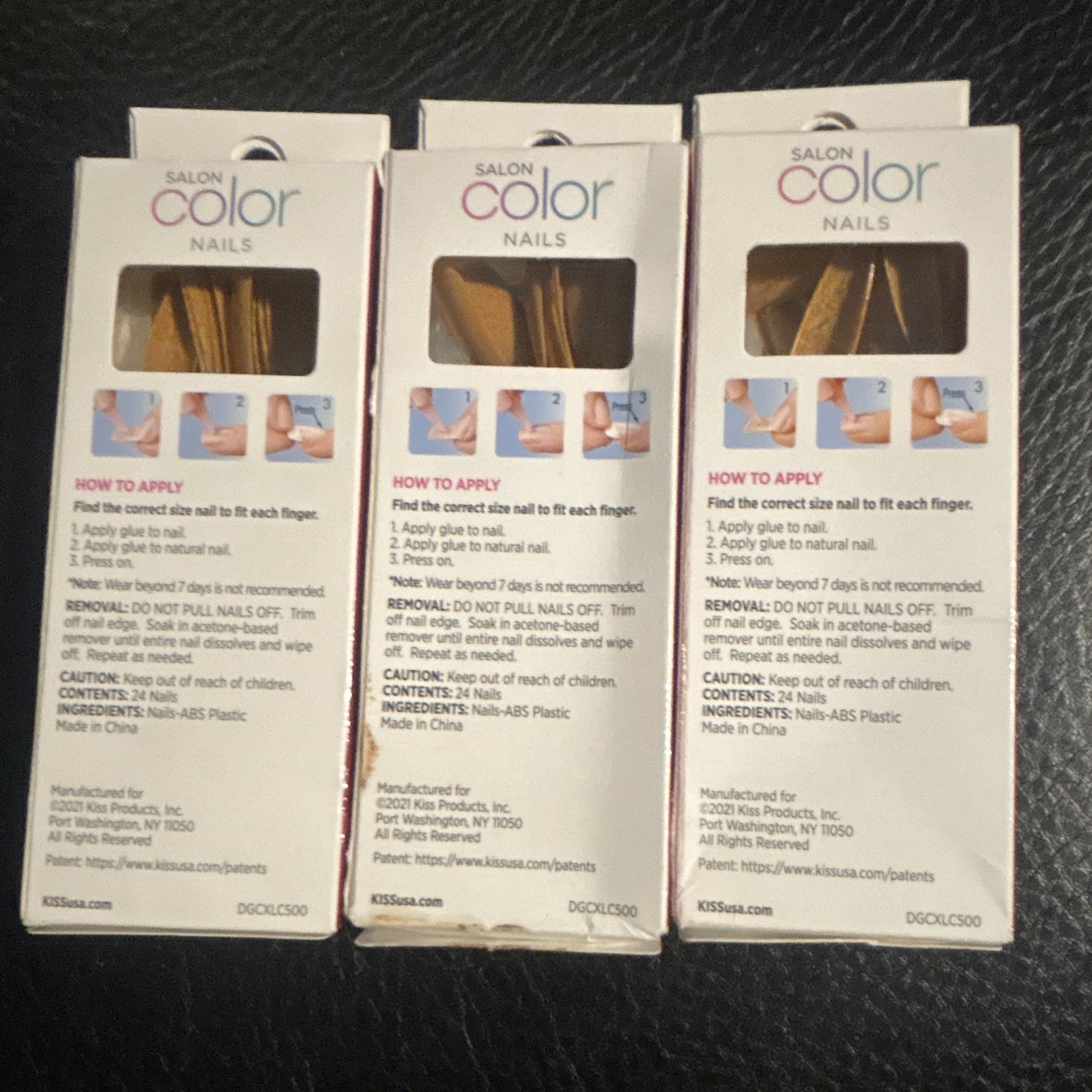 Set of 3 Kiss Ready-to-Wear Full Cover Nail Tips Extra Long Coffin Brown DGC02