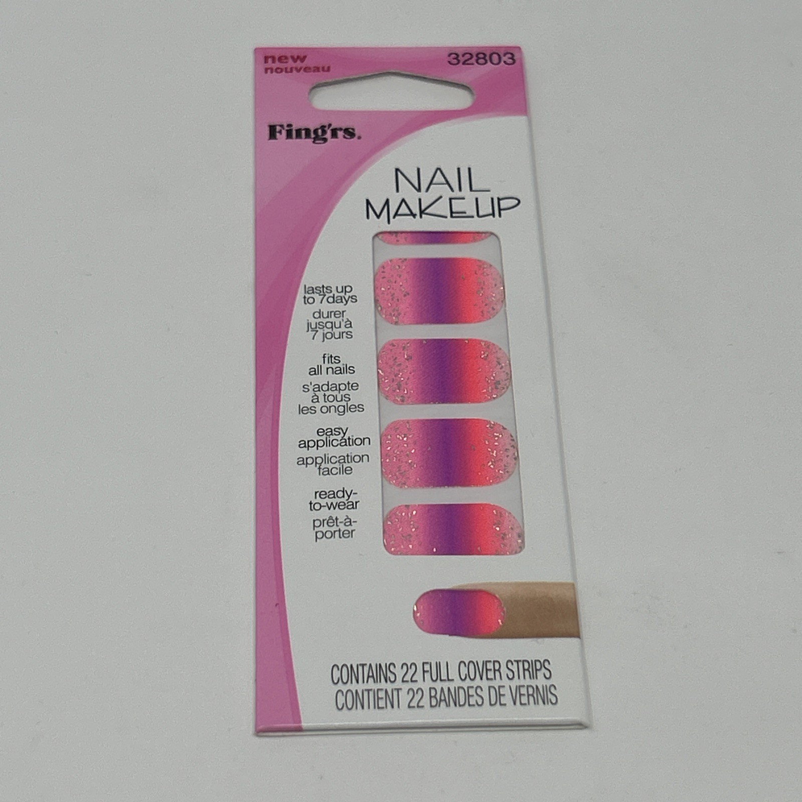 NEW Fing’rs Nail Makeup Y2K Ombré Glitter Art Stickers #32803 Pink Purple