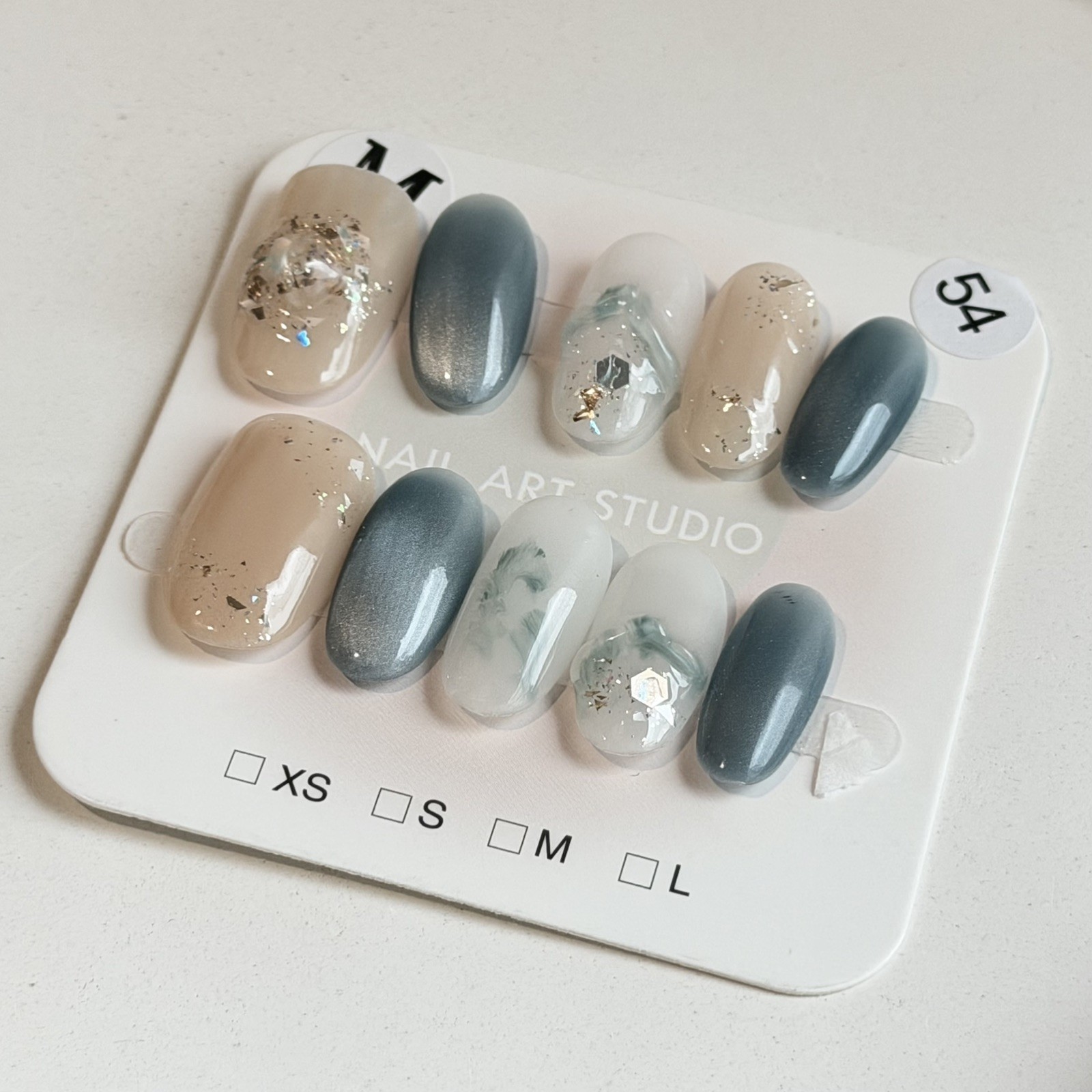 Unique Handmade Press-On Nails Size M | One of a Kind Set, Reusable 54