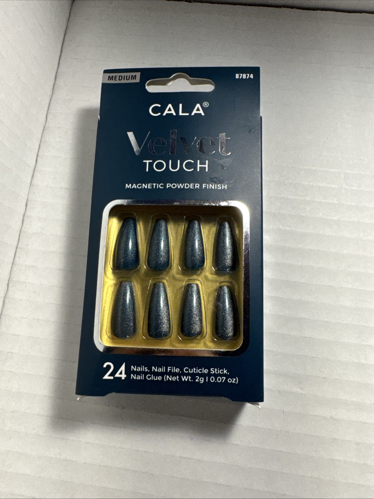 CALA Velvet Touch Magnetic Powder Finish Medium Coffin Press On Nails 24 Count