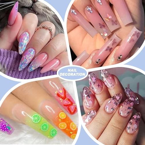 4 Boxes Holographic Nail Glitter Mixed Butterfly Heart Star Sequins Style L
