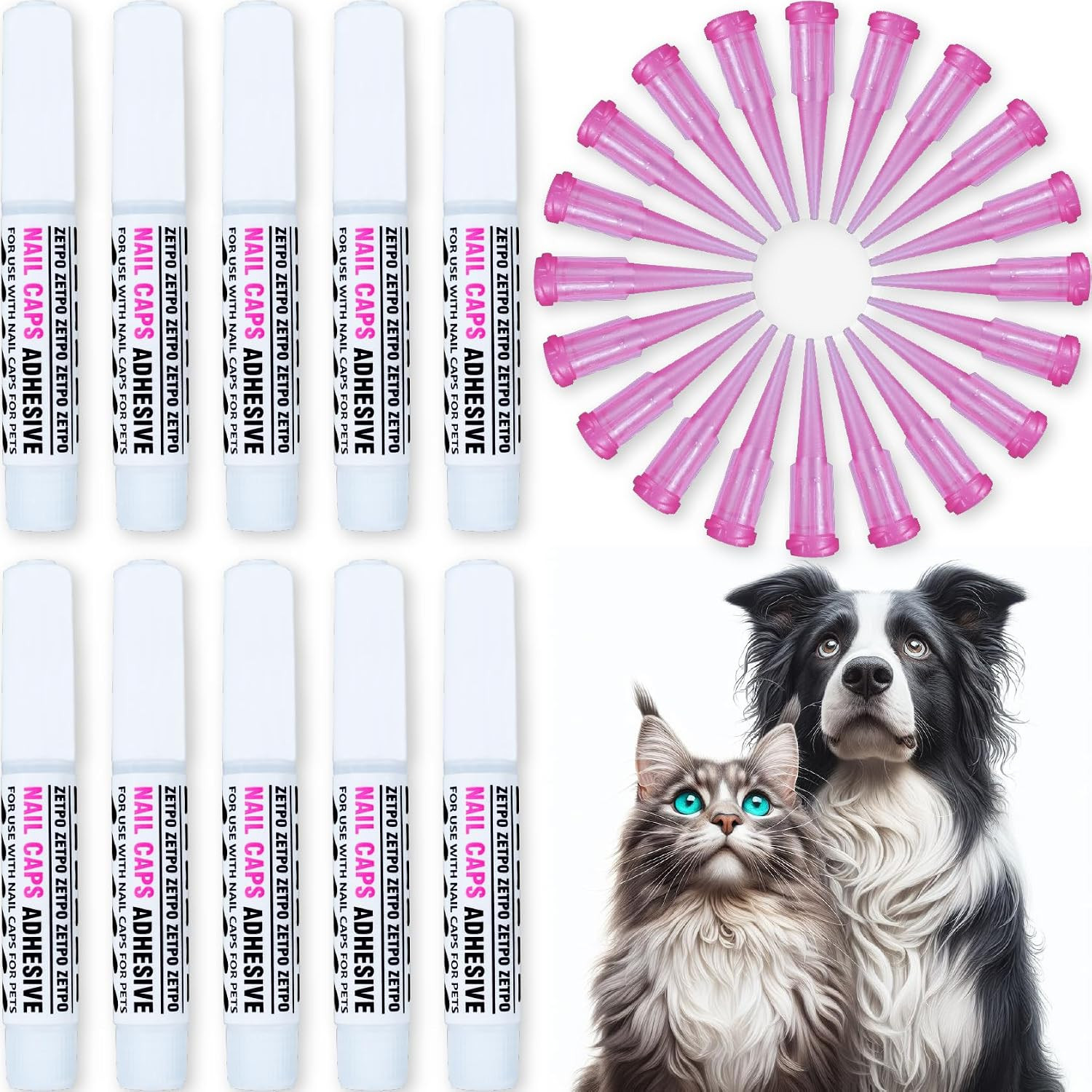 10Pcs of Special Pet Nail Adhesive Glues & 20Pcs of Applicator Tips for Cat