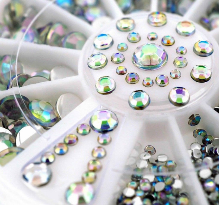 6cm 12 lattices Mixed Size Nail Rhinestones and Crystal Nail Art Decorations Set