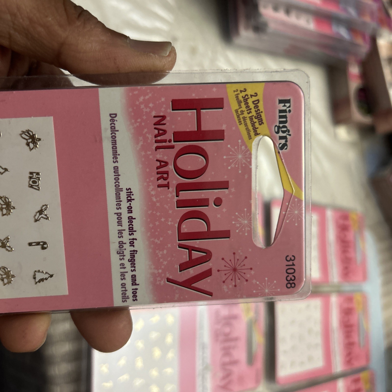13 X Fing’rs HOLIDAY Nail Stickers MISTLETOE+XMAS TREE+CANDY CANE+SANTA+SNOWMAN
