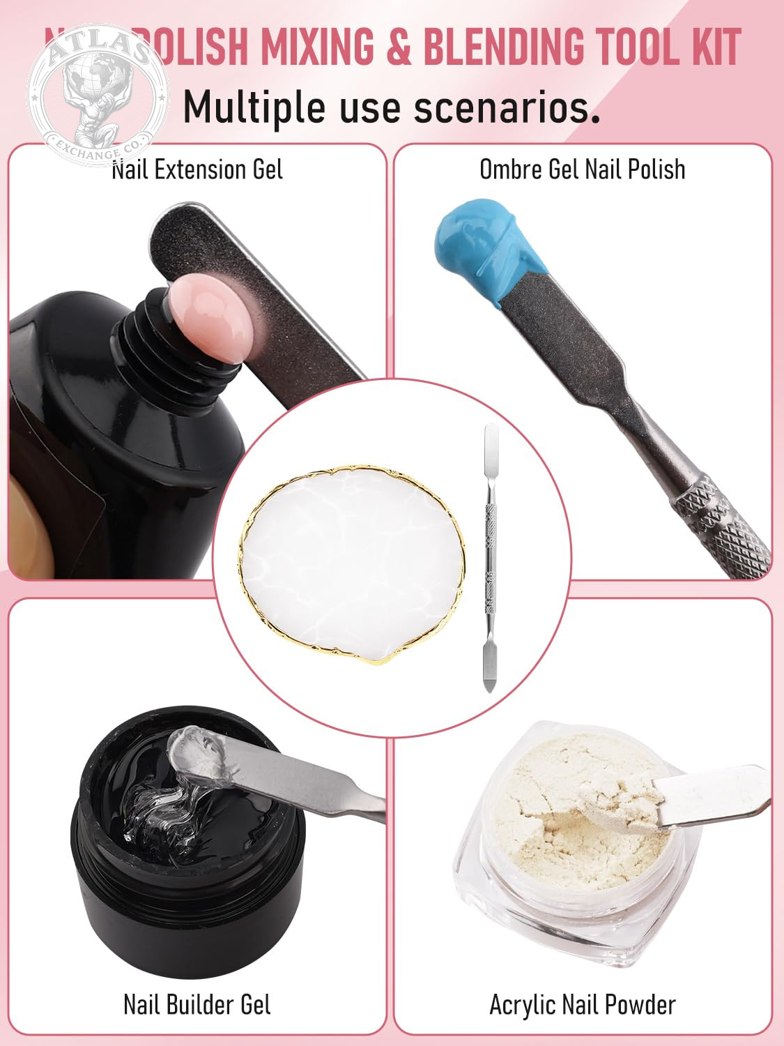 YOOVR Nail Art Tools, 200Pcs Nail Sponges for Ombre and Nail Art Brushes Set, Na