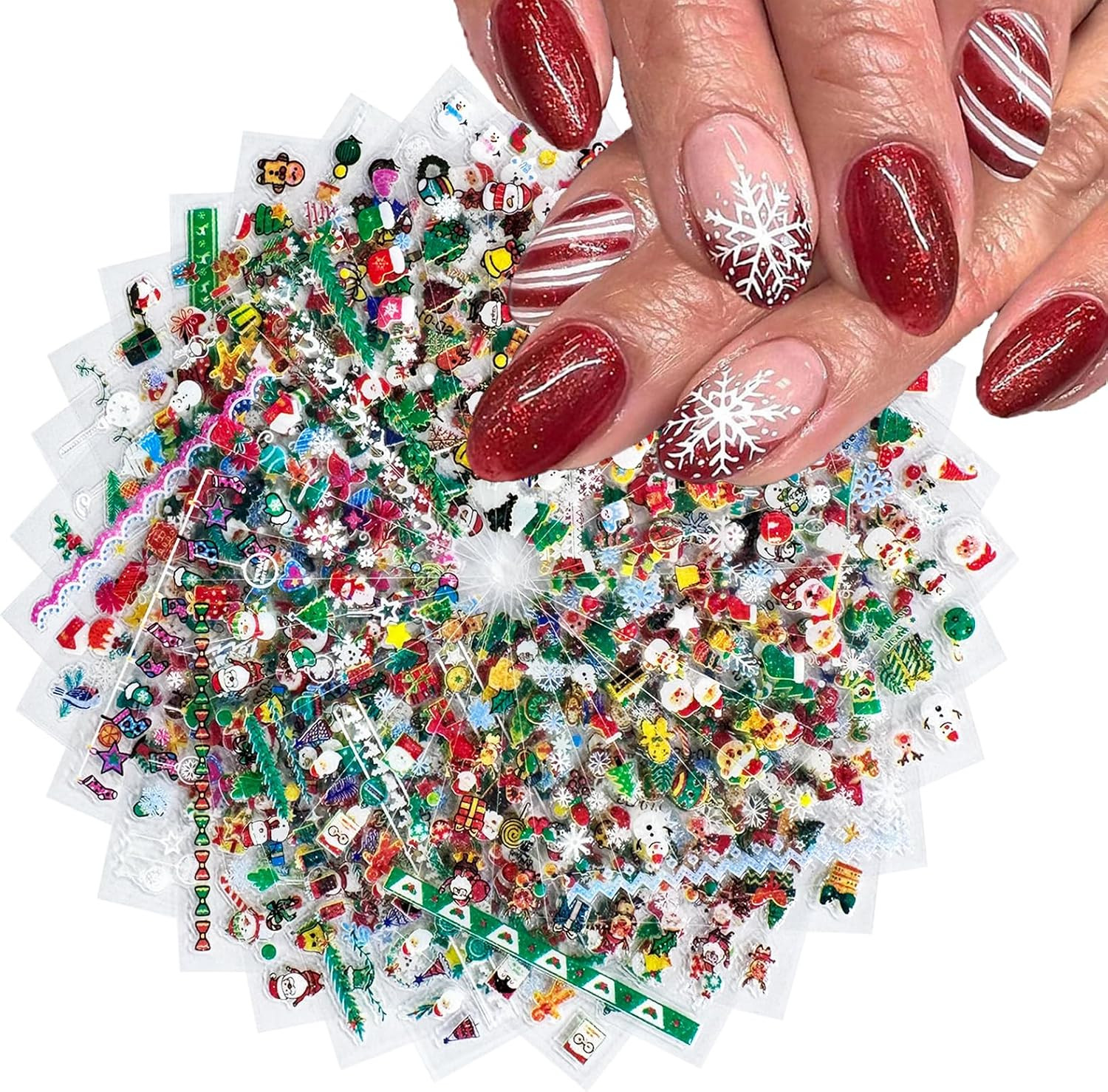 Flowers Nail Decals 3D Self-Adhesive White Floral Nail Art Stickers Wedding Lace