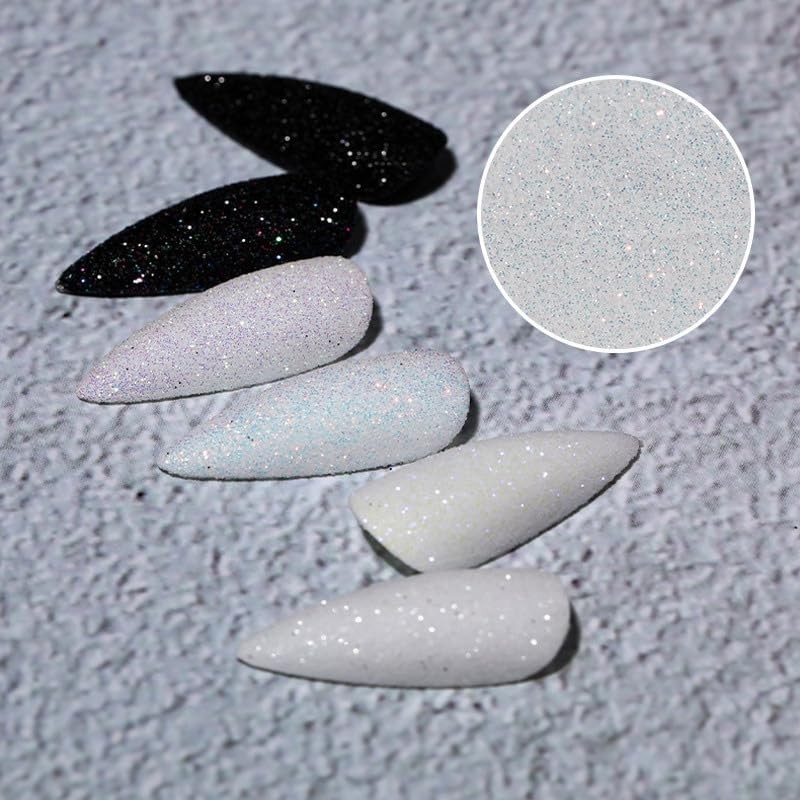 10g 0.2mm Shimmer White Rainbow Nail Glitter Holographic Shining Sugar Nail G…