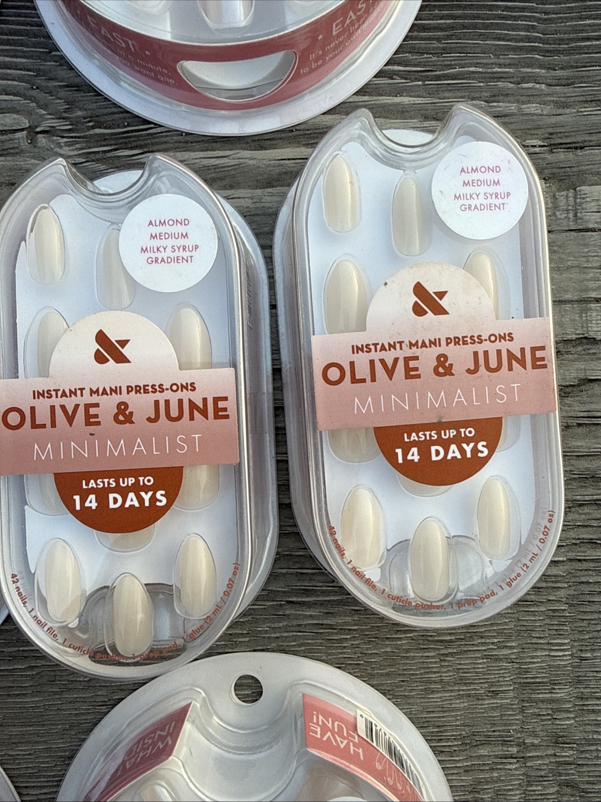 Lot of 8 Olive & June Press-On Nails Mixed Styles Minimalist Almond Medium