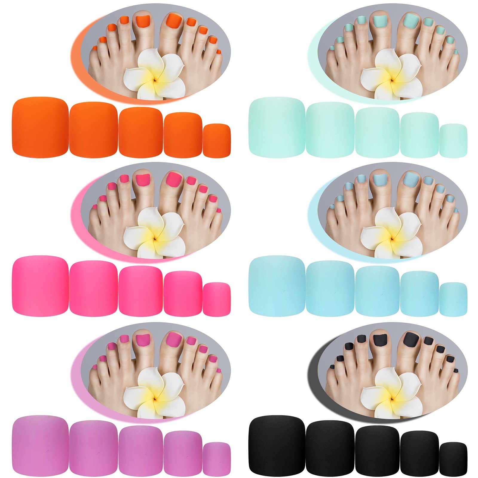 Maitys 336 Pieces 12 Sets Toenail Press on Fake Toe Nails Short Square False …