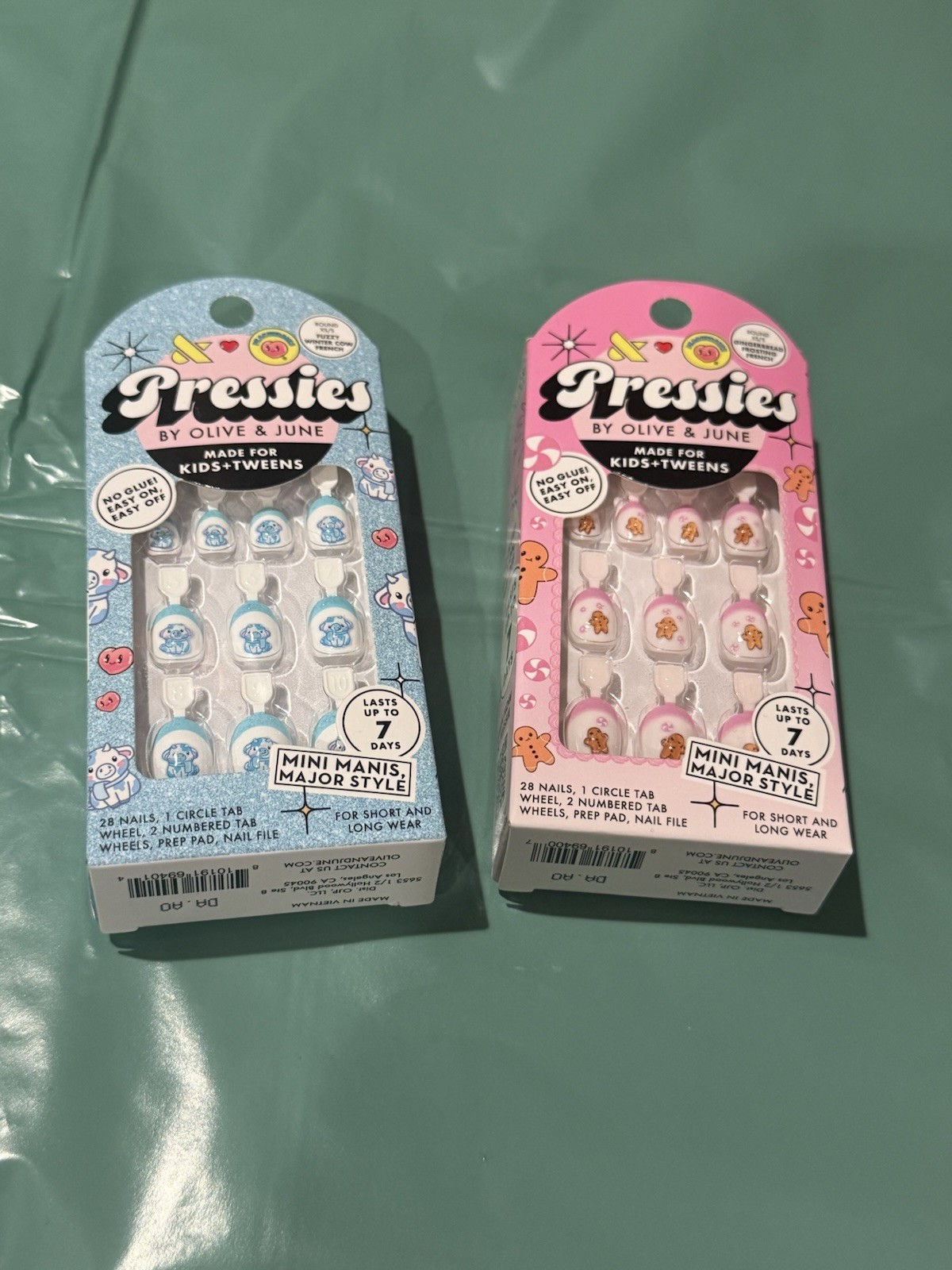 2x 💅🏻 Olive & June Pressies Mani Minis XS/S Kids Tweens Nails Pink & Blue 🆕