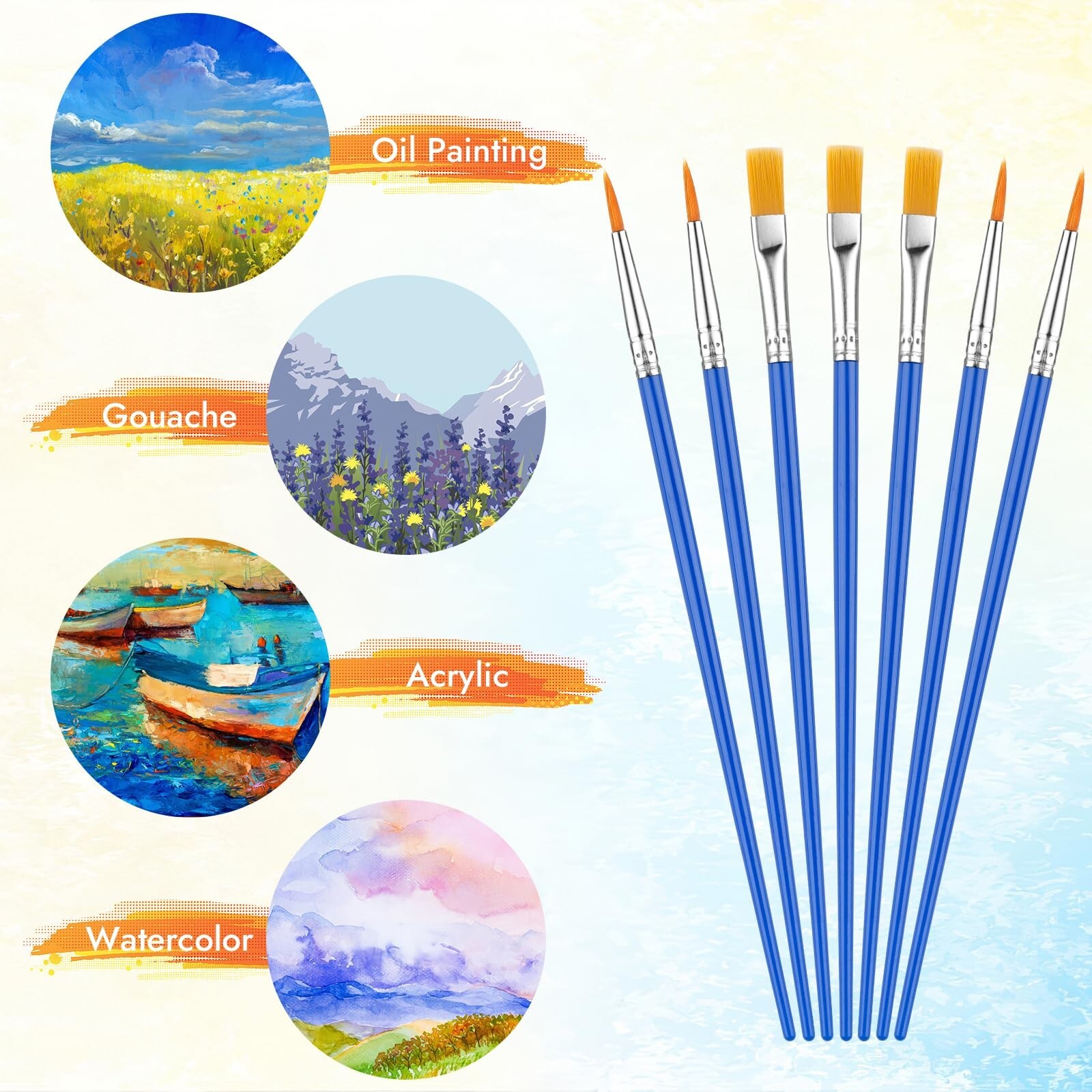 Small Paint Brushes Bulk, 88 pcs Nylon Hair Brushes, Flat Tip Round Acrylic P…