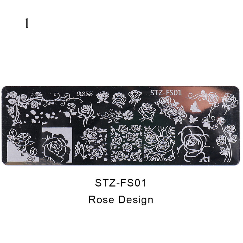 Reusable Nail Art Stamping Plates Flower Nail Stencils Template Gels Polish DIY⊥