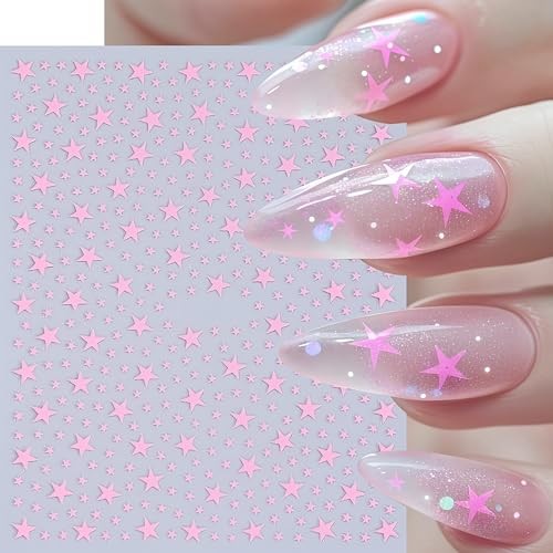 10 Sheets Star Nail Stickers 3D Self-Adhesive Shiny Stars Glitters Nail Style01
