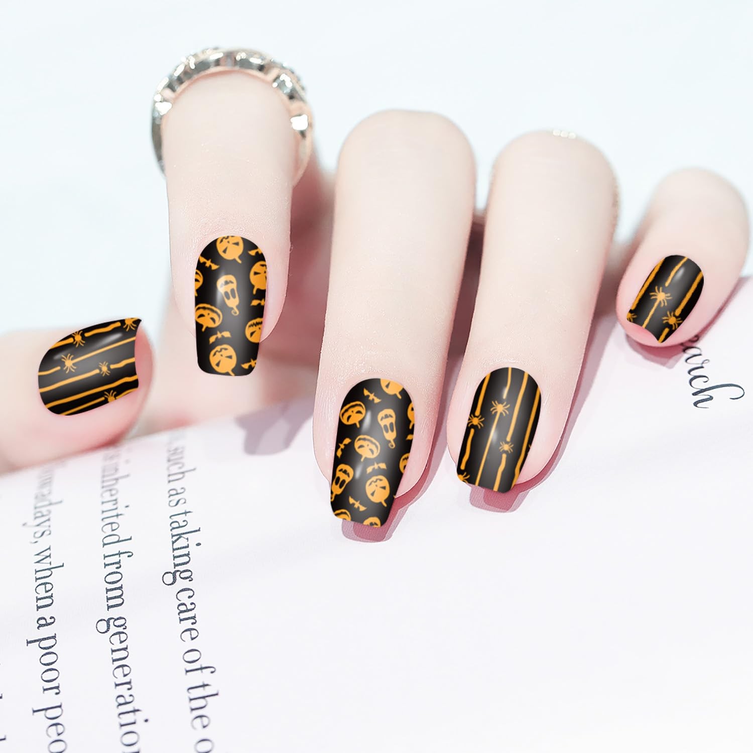 DANNEASY 12 Sheets Glow in The Dark Nail Wraps Luminous Halloween-luminous 01