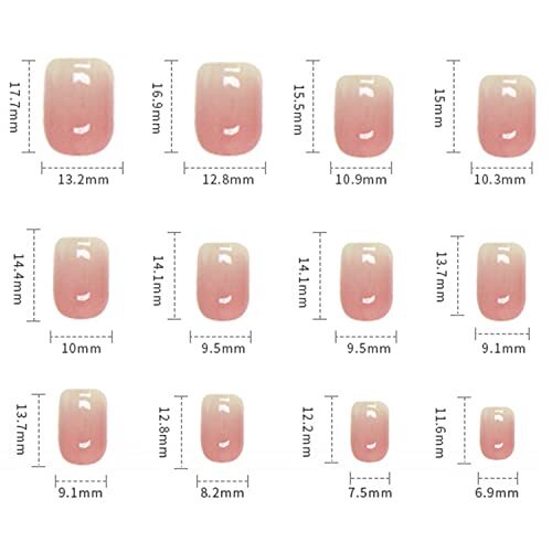 Press on Nails Short Coffin, 24Pcs Full Cover Reusable False R545 Halo Dyeing
