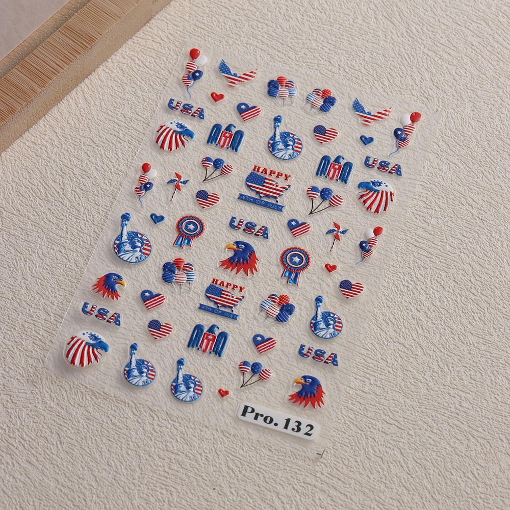 4th of July DIY Nail Stickers Independence Day Nail Art 3D American Flag Sticker