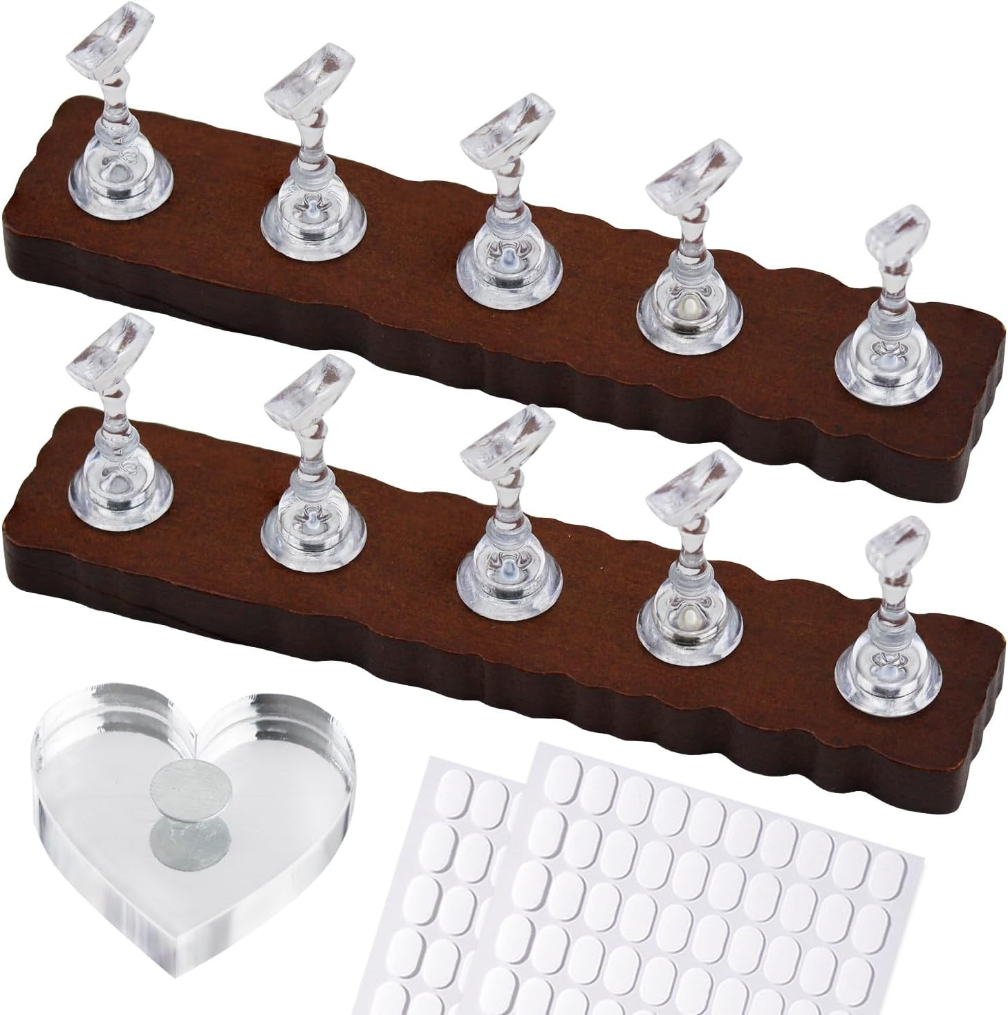 Nail Stand for Press On Art Display Practice 2 Set, 1 Heart Shaped Acrylic Magne