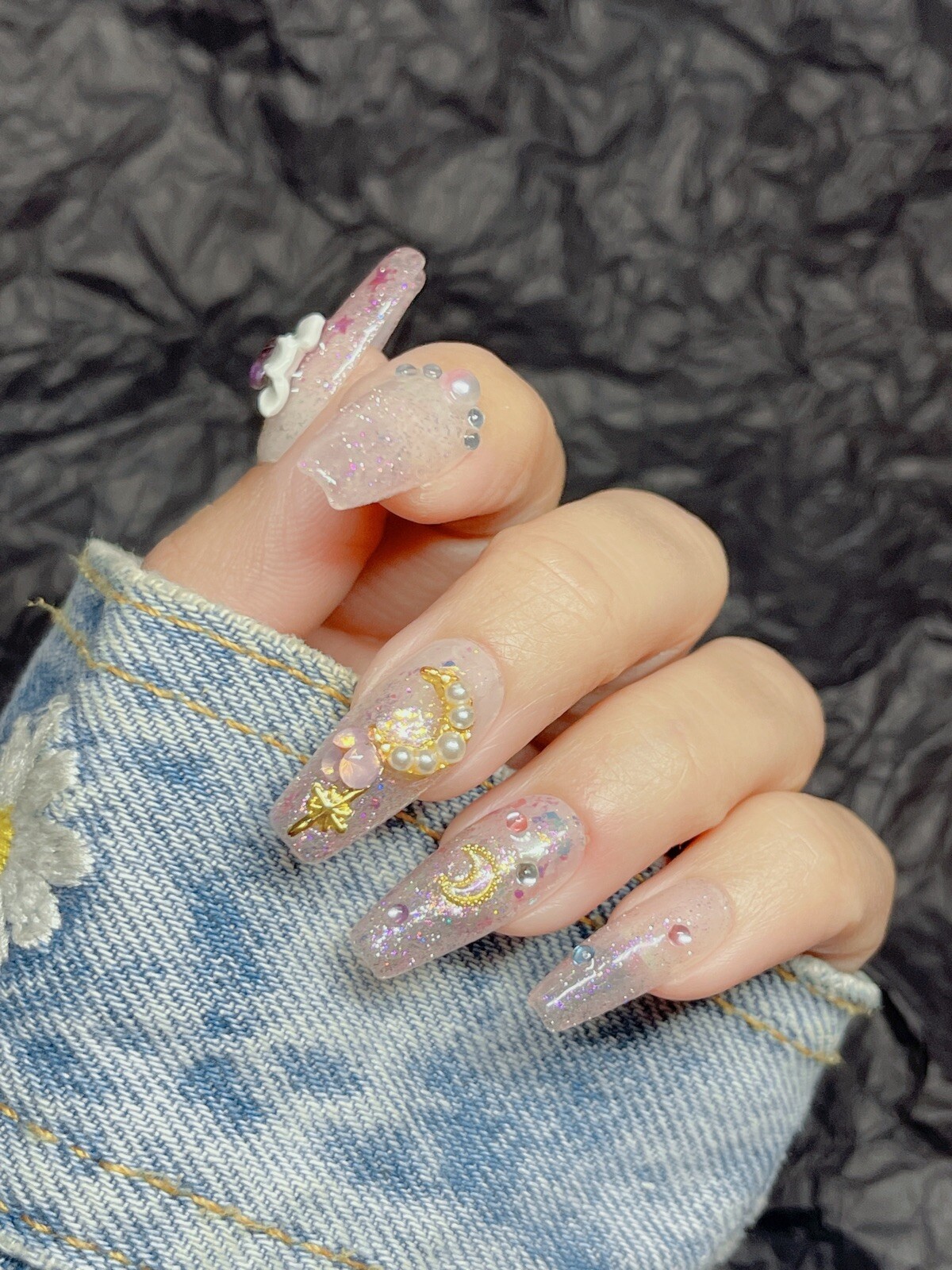 🔥CUSTOM Gel Press On False Nails set /long coffin/Handmade size：S：15 11 12 11 9