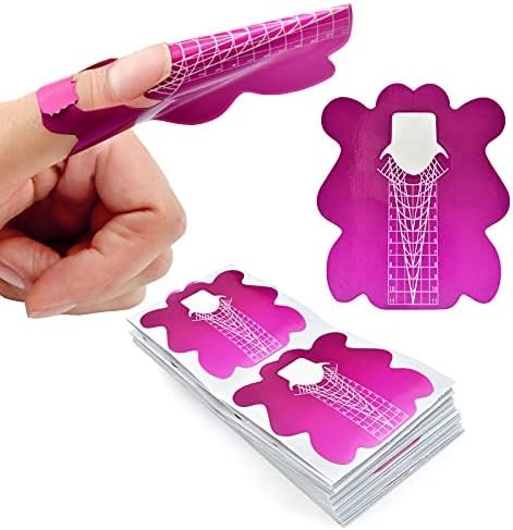200pcs Nail Form Sticky Nail Forms for Builder Gel Reusable Sturdy Nail Extensio
