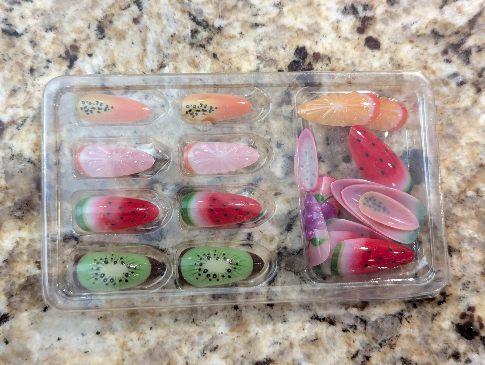 Beautiful Nail Fake Nails Fruit Watermelon Kiwi Grape 24 count