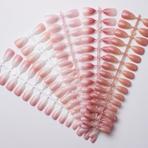 150Pcs Ombre Press on Nails Almond Fake Nails Nude Pink Gradient Medium Style 1