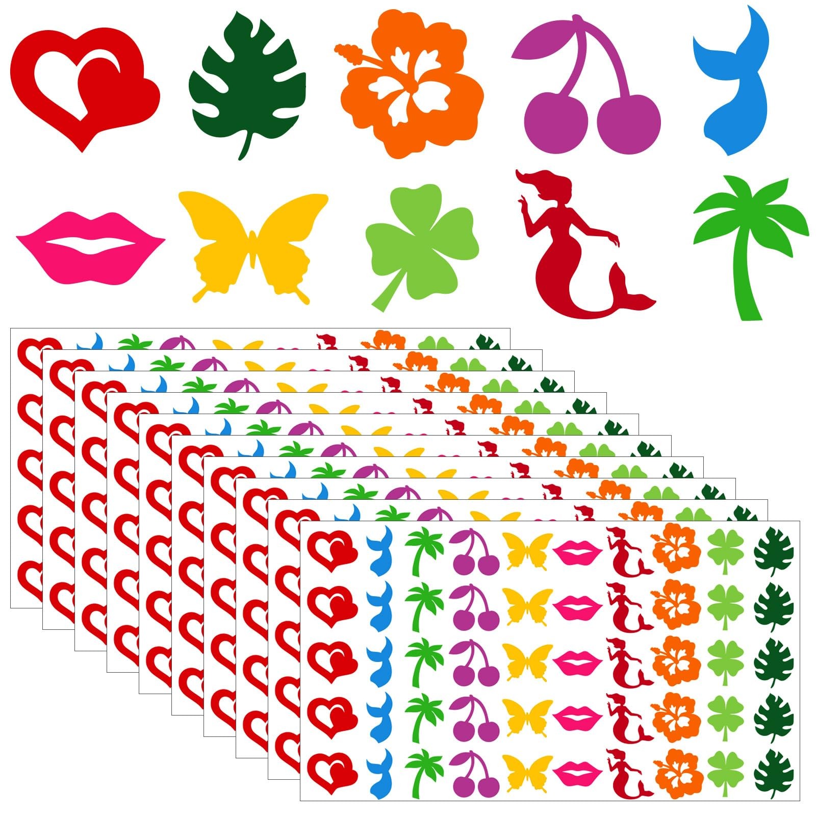 Tanning Sunbathing Stickers, 500Pcs Self Adhesive Removable Body Multicolor