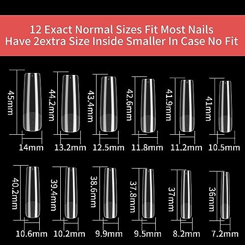 240 Pcs Square Extra Long Clear Nail Tips for Acrylic Nails, No C Curve clear