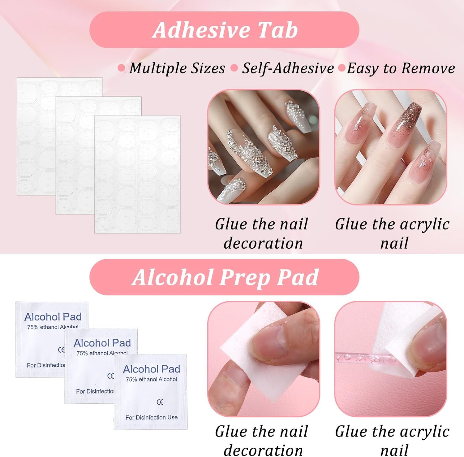 Disposable Press On Nail Prep Kit With Holographic Packaging Bags For Salon Use