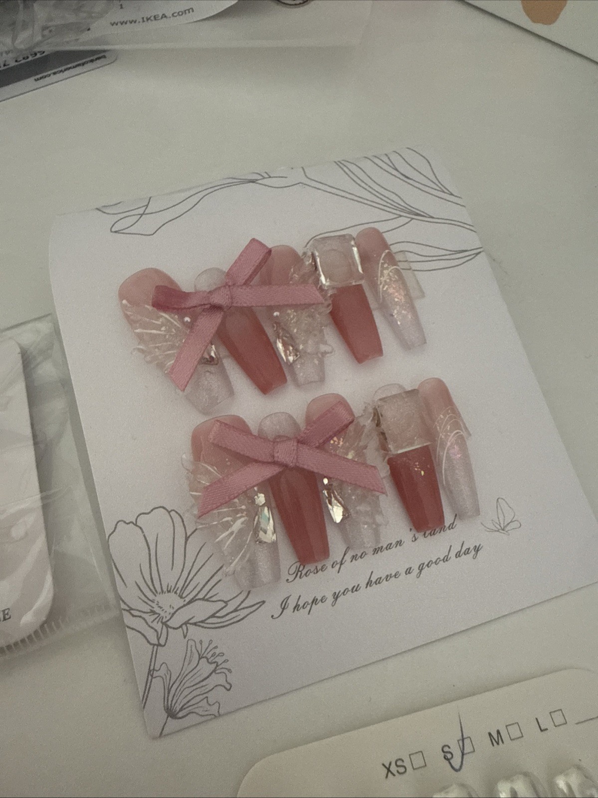 Handmade Press On Nails Set Bundle – Pink Nude Nail Art Designs – Gel Style Fake