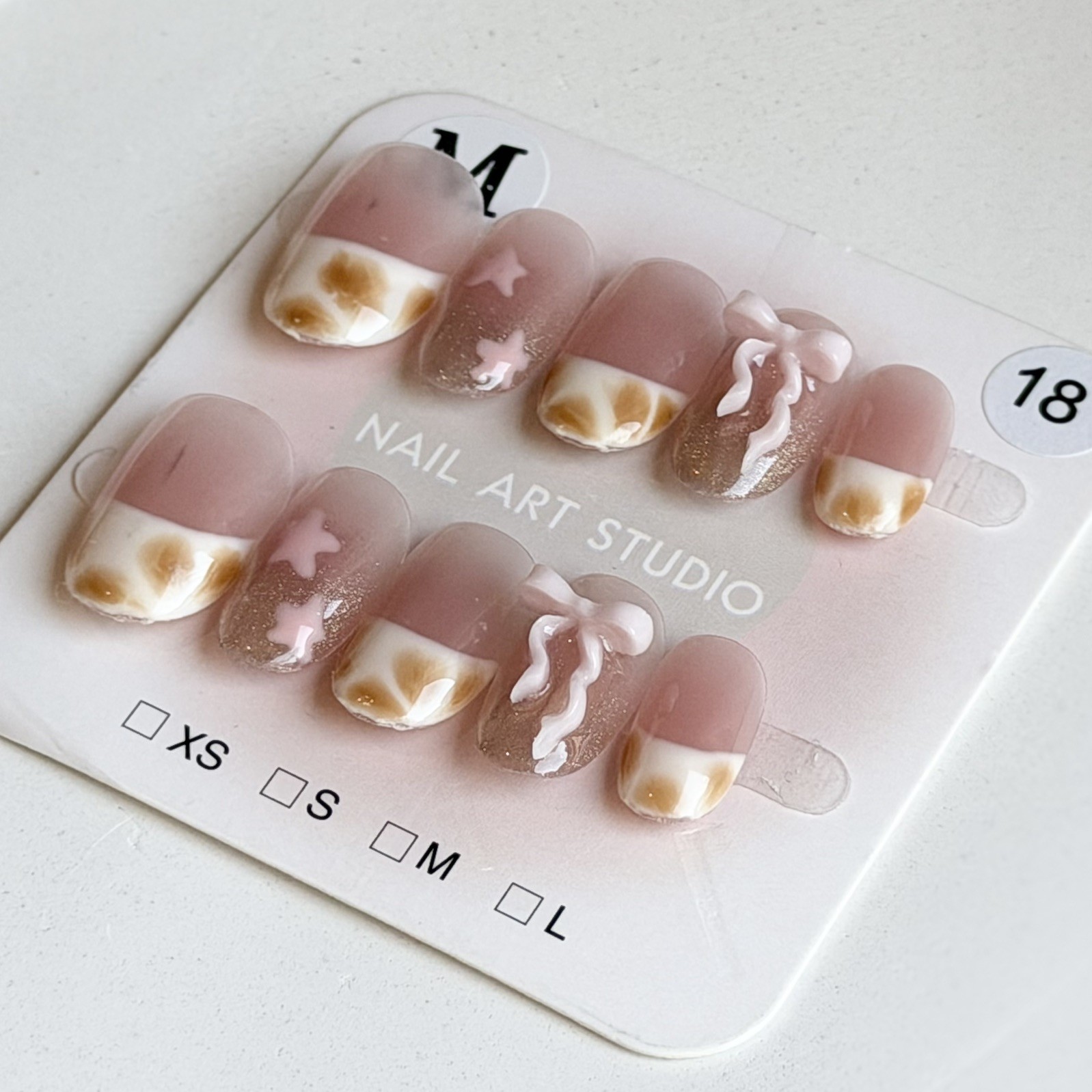 Unique Handmade Press-On Nails Size M | One of a Kind Set, Reusable 18