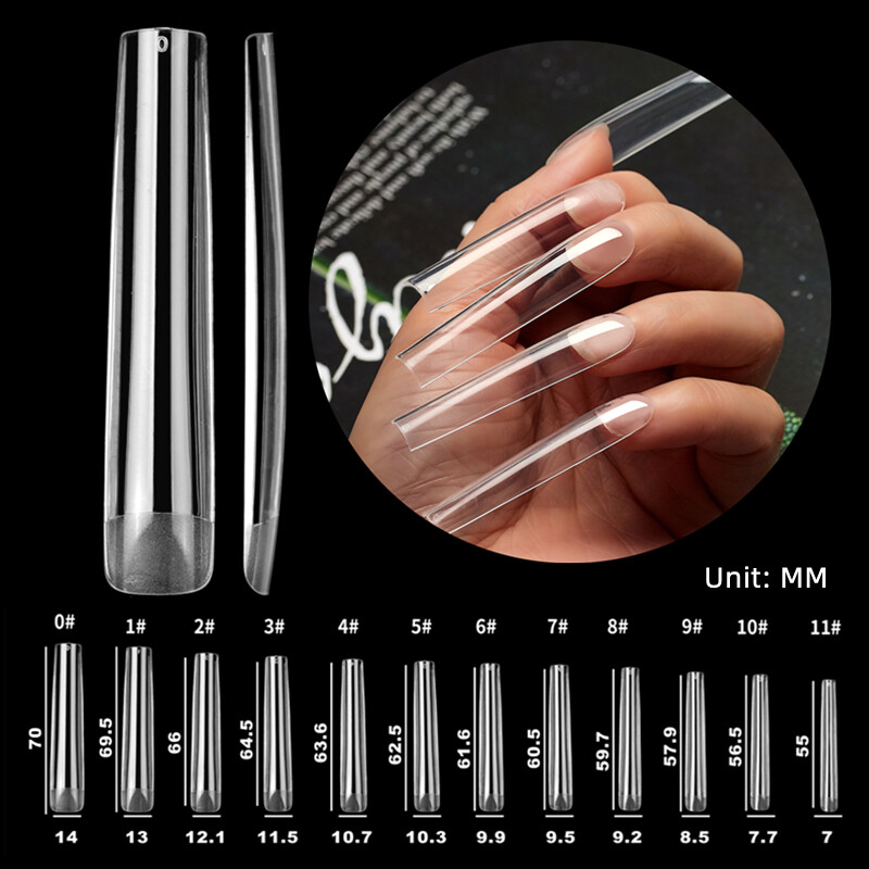 120Pcs/Box 4XL Extra Long Nail Tips Seamless Square Press On Nails