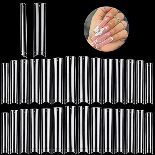 504PCS XXL Square No C Curve Nail Tips for 504Pcs clear half cover square