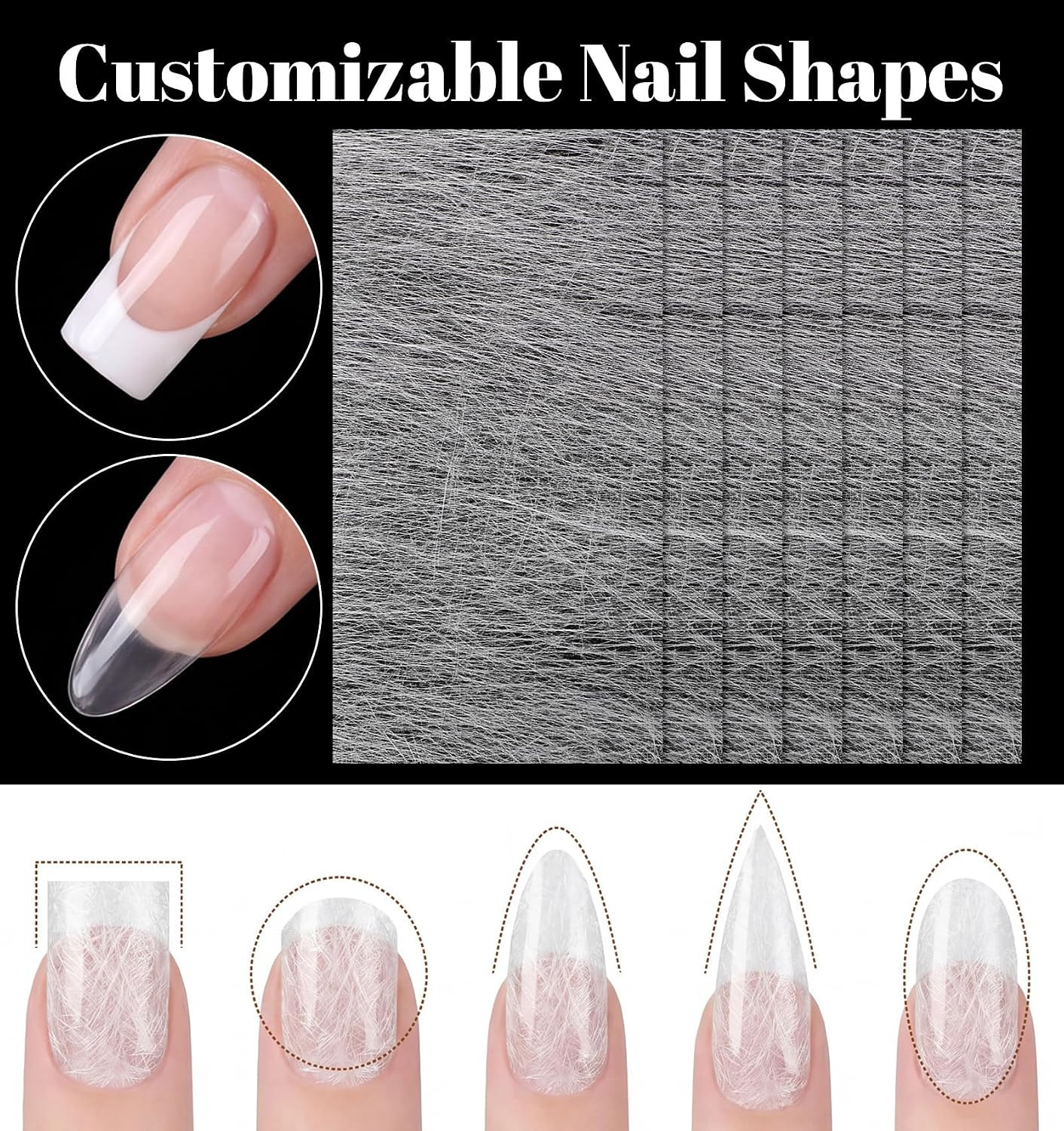 100 Pcs Silk Nail Wrap, Fiberglass Nail Extension Wrap with Tweezers