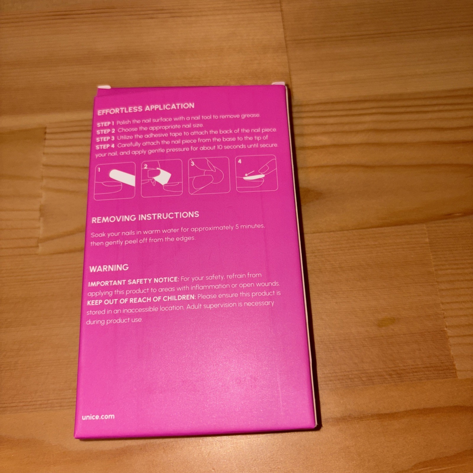 Unice Nails Kit 24-Count Pink Long Nails in Box