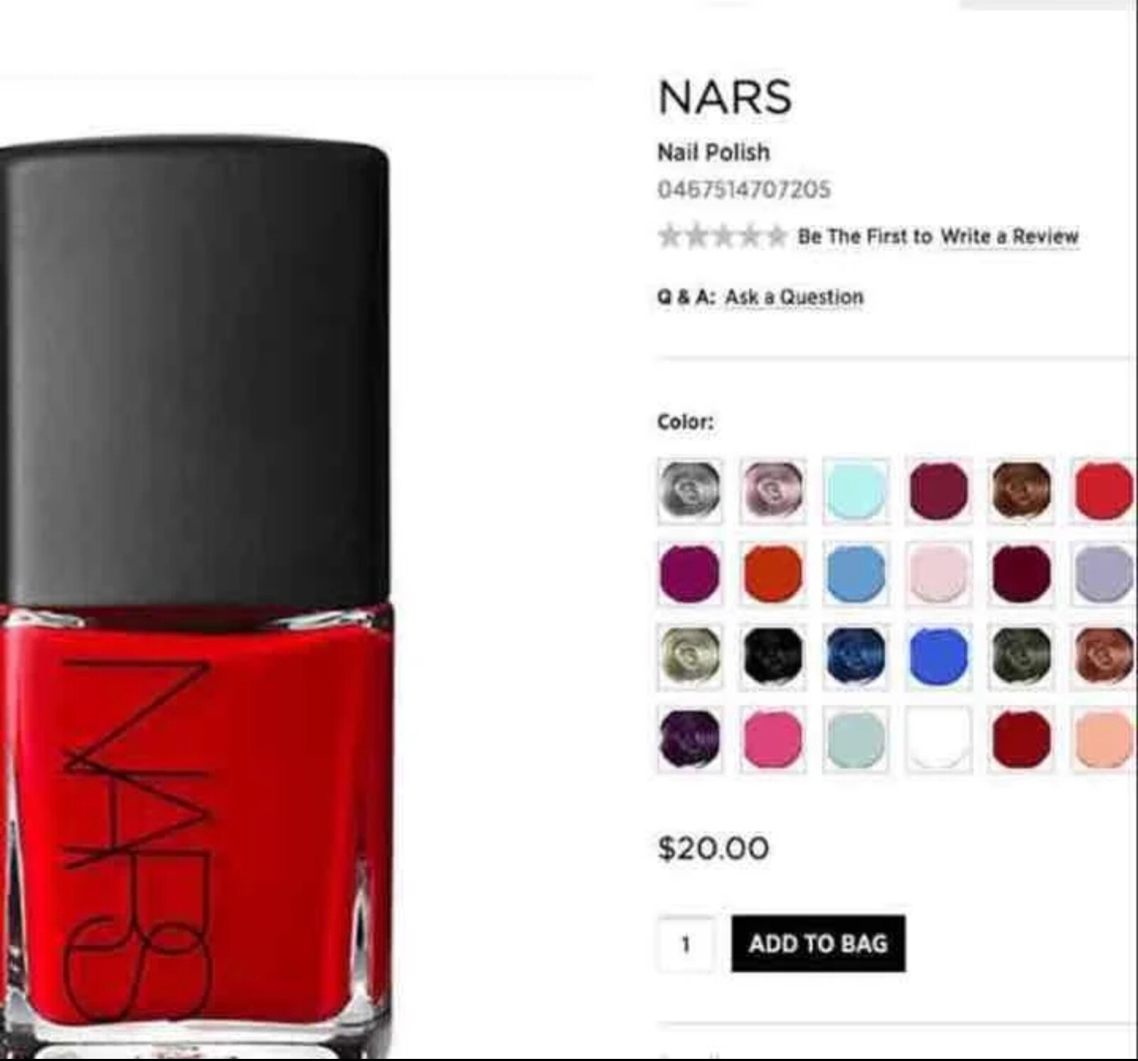 Nars Nail Polish 0.5oz Full Size Choose your shade New in Box!