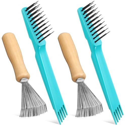 4 Pcs Hair Brush Cleaning Tool Set Mini Hair Cleaning Brush Tool Wooden Green