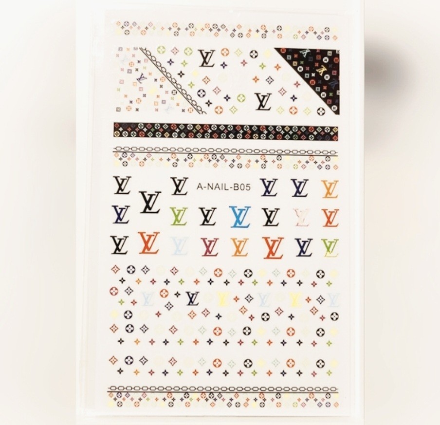 NWT NAIL ART DESIGN SELF-SEAL STICKERS N°23 BLACK/BRIGHT COLORS!