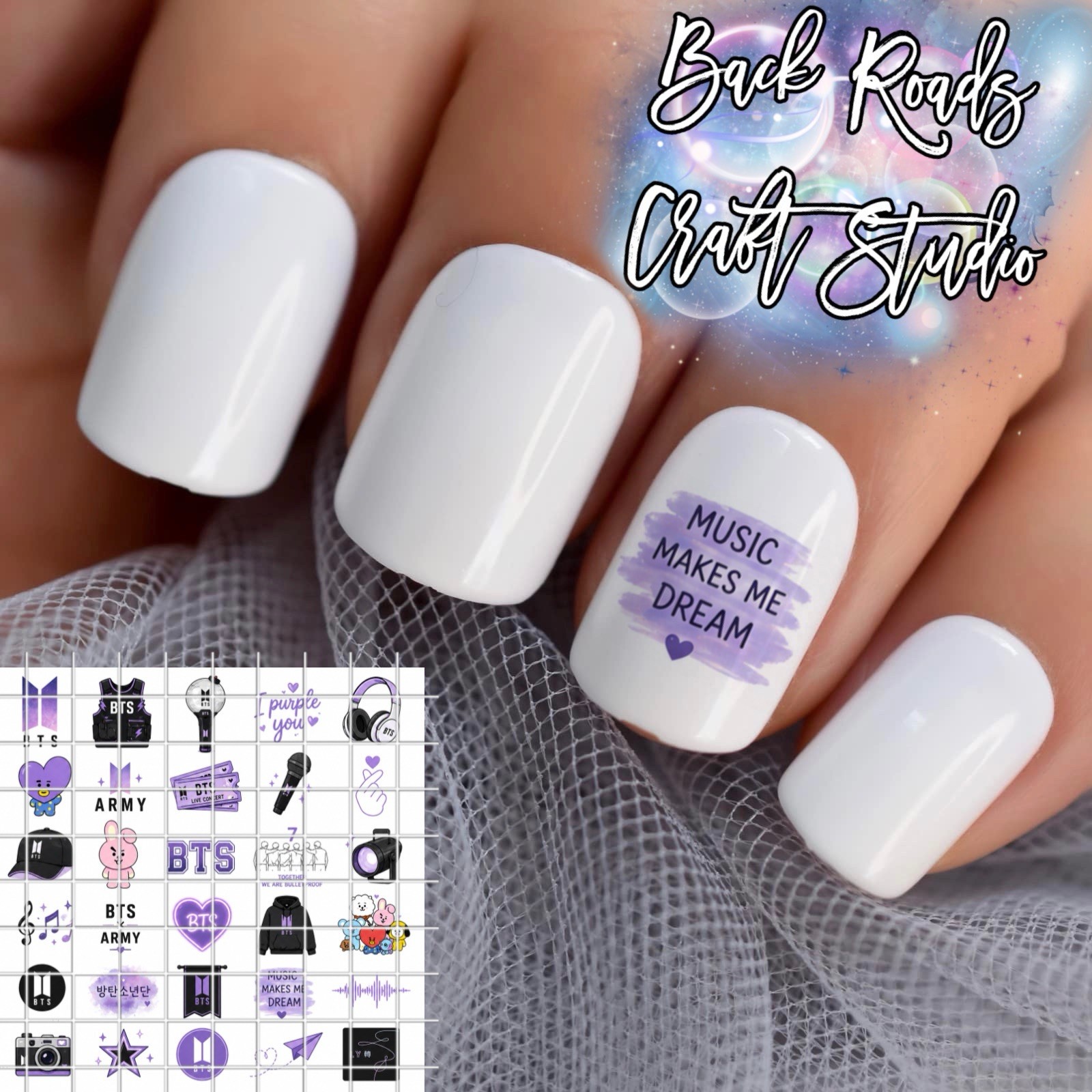 BTS Waterslide Nail Decals Set Of 50 Bonus Instructions JM