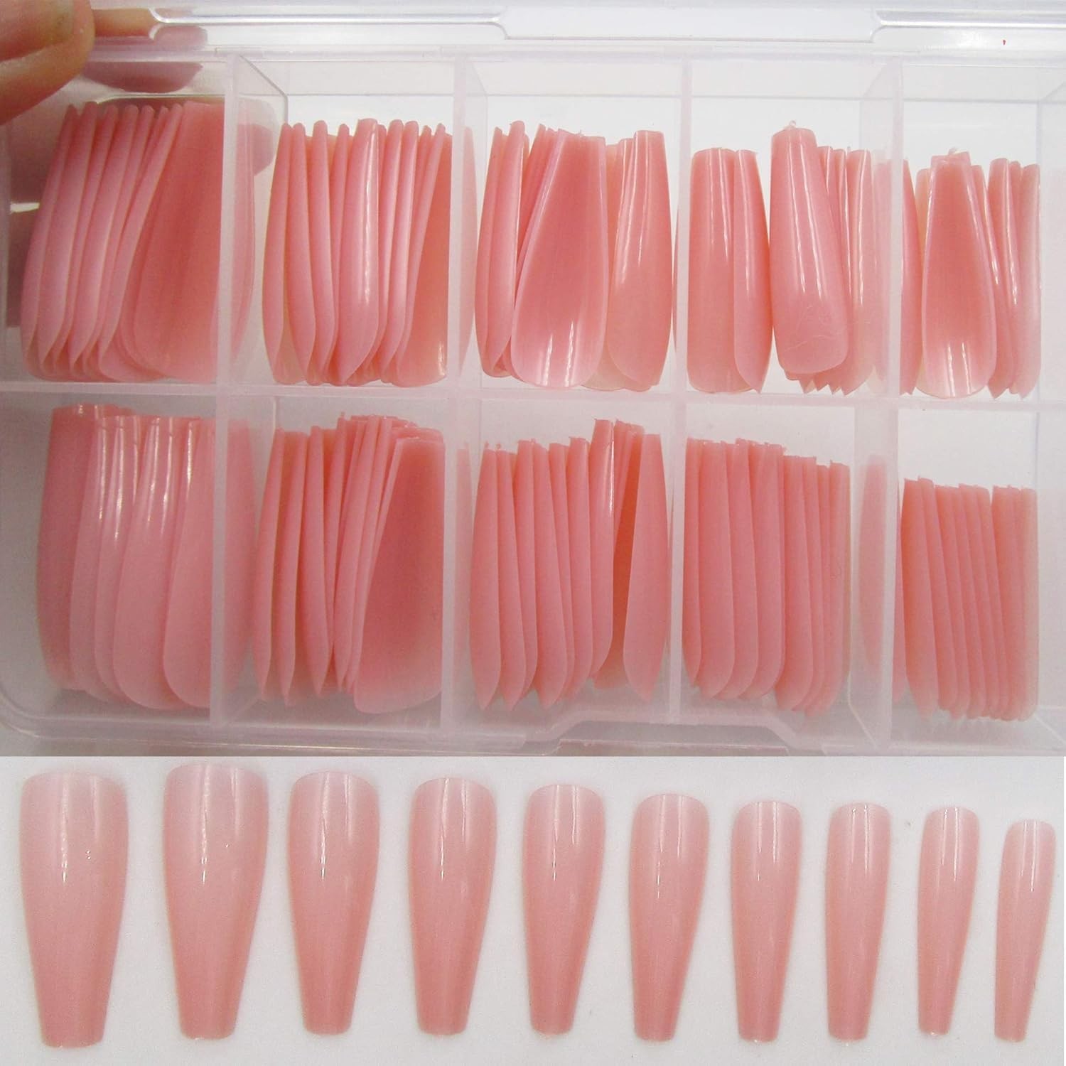 100pc Colored Coffin Press on Nails Long Nude 100 Count (Pack of 1),
