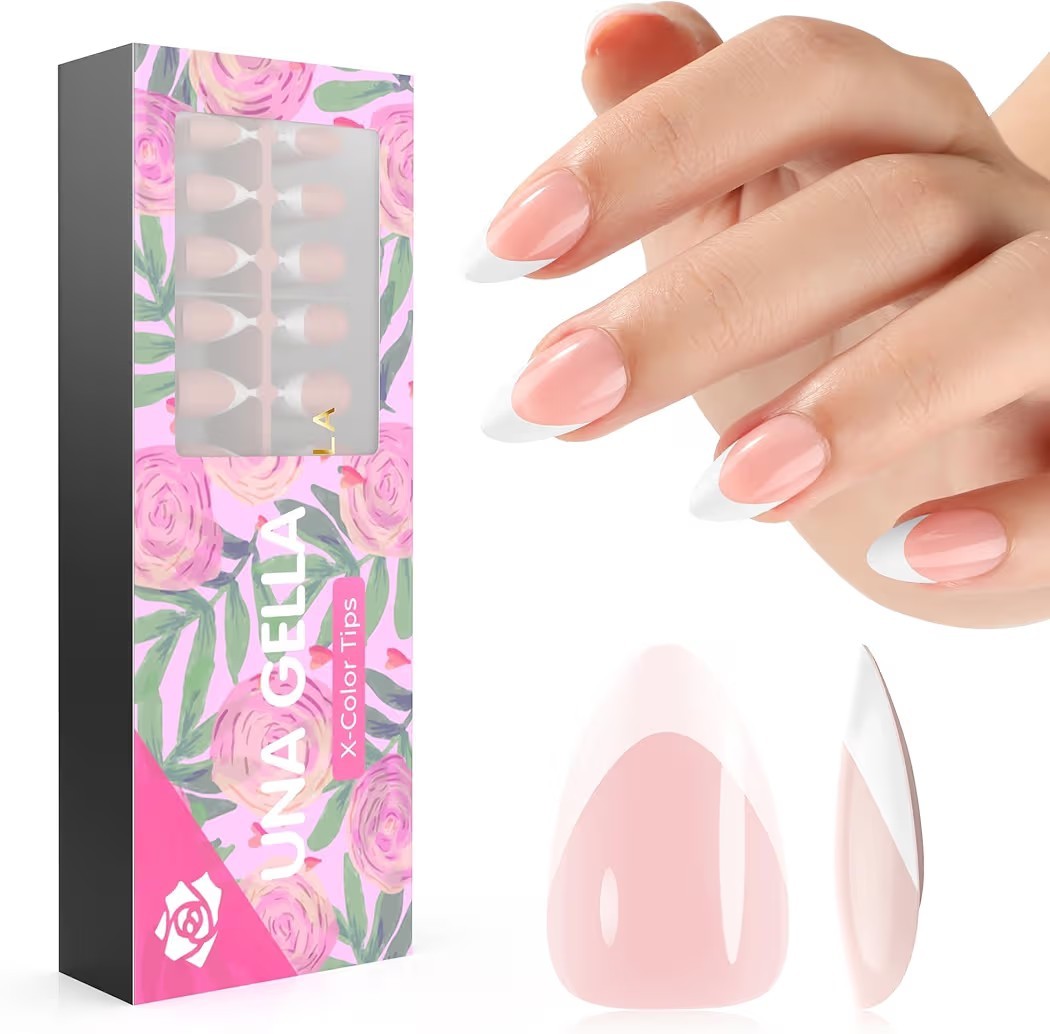 UNA GELLA French Manicure Short Almond Nails Nail Tips 288 pc. NIB
