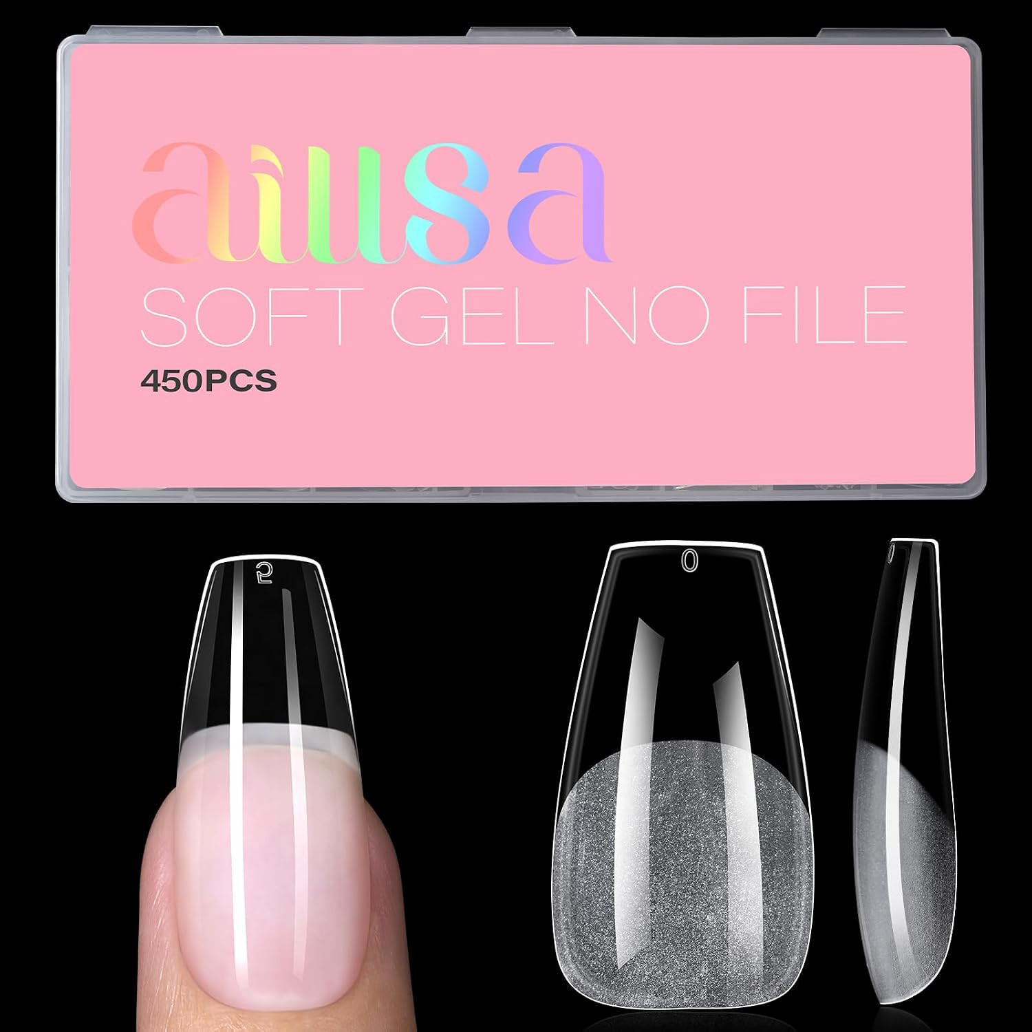 450Pcs Thickened Long Coffin Nail Tips for Home Salon | Pre-Shaped, Half Matte ,
