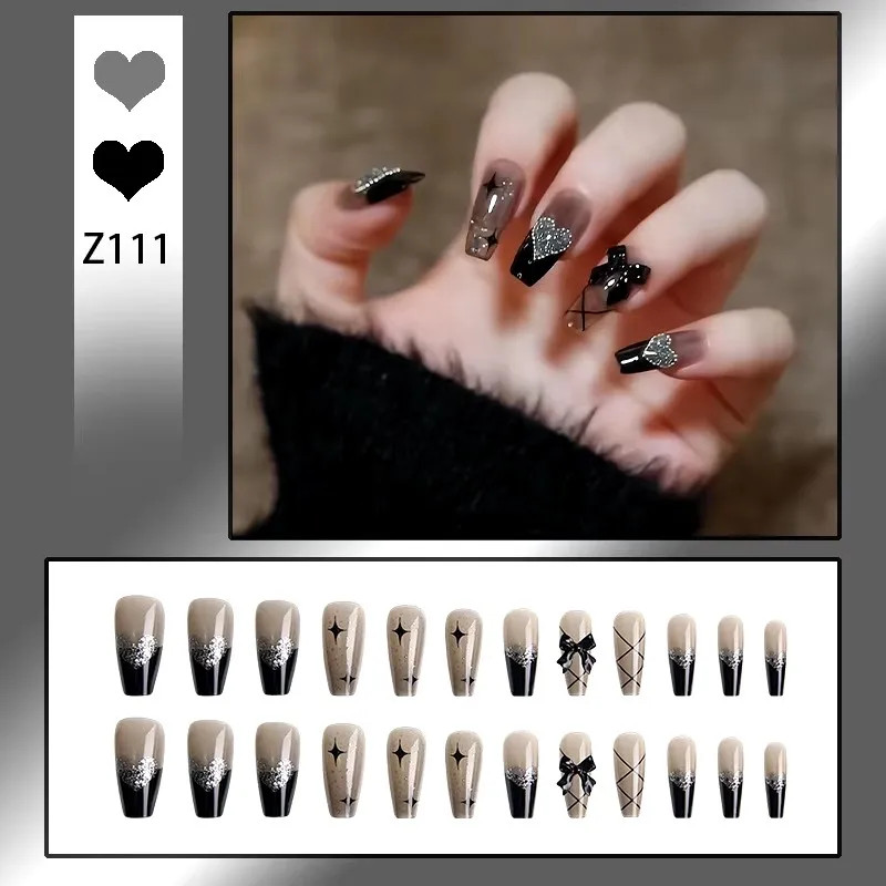 24PCS 1BOX Hot Girls Wear Wholesale Bow Nail Art Fake Nails For Daily