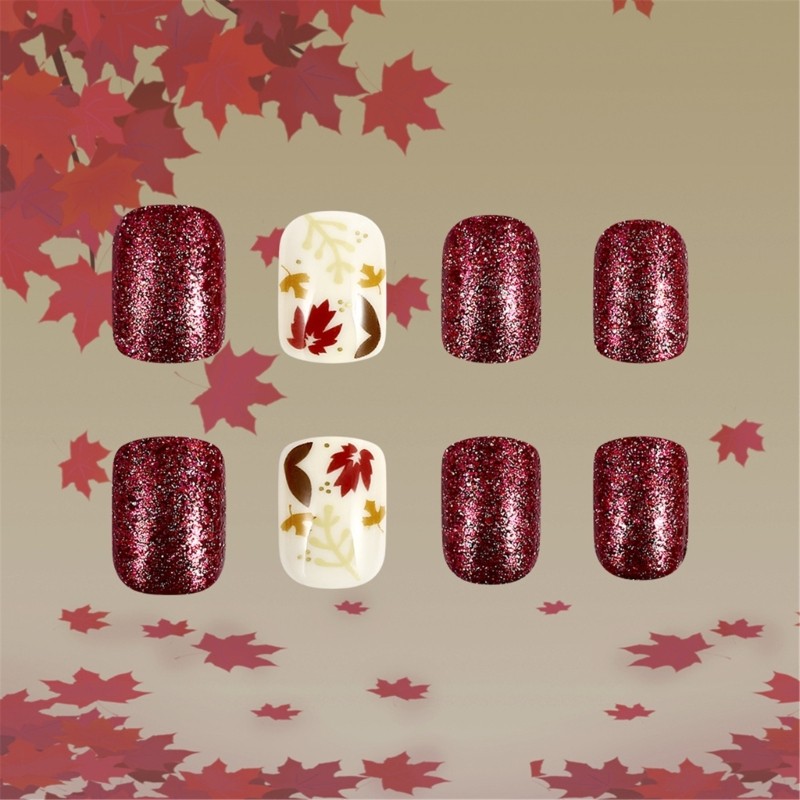 Thanksgiving Maple Leaf Designs Press On Nail Warm Autumn on Nail