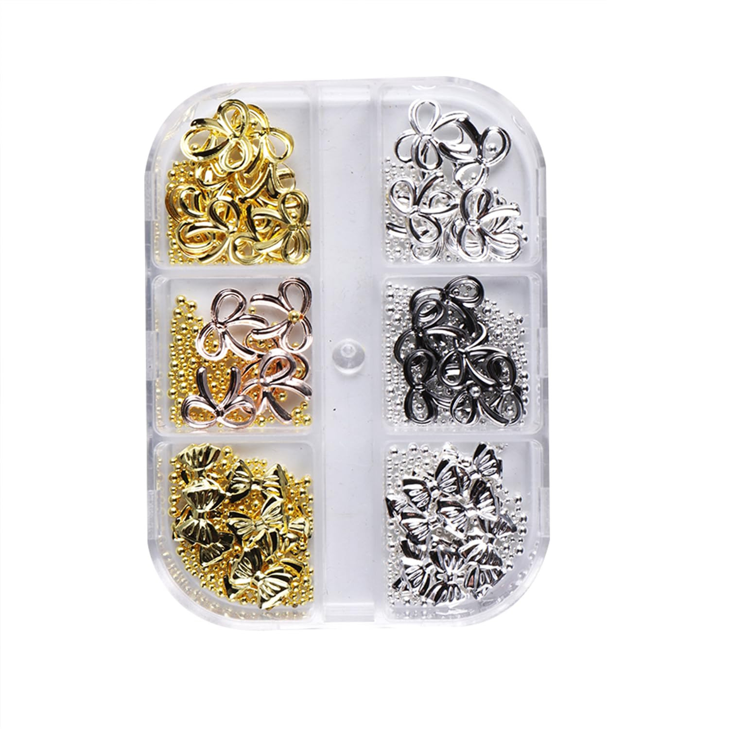 3D Metal Alloy Bow Charms for Nail Art – Gold & Silver DIY Accessories
