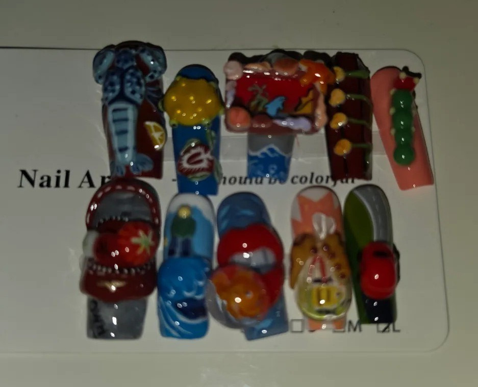 3D SUMMER SEAFOOD LOBSTER CRAB OCEAN PRESS ON NAILS SET LARGE