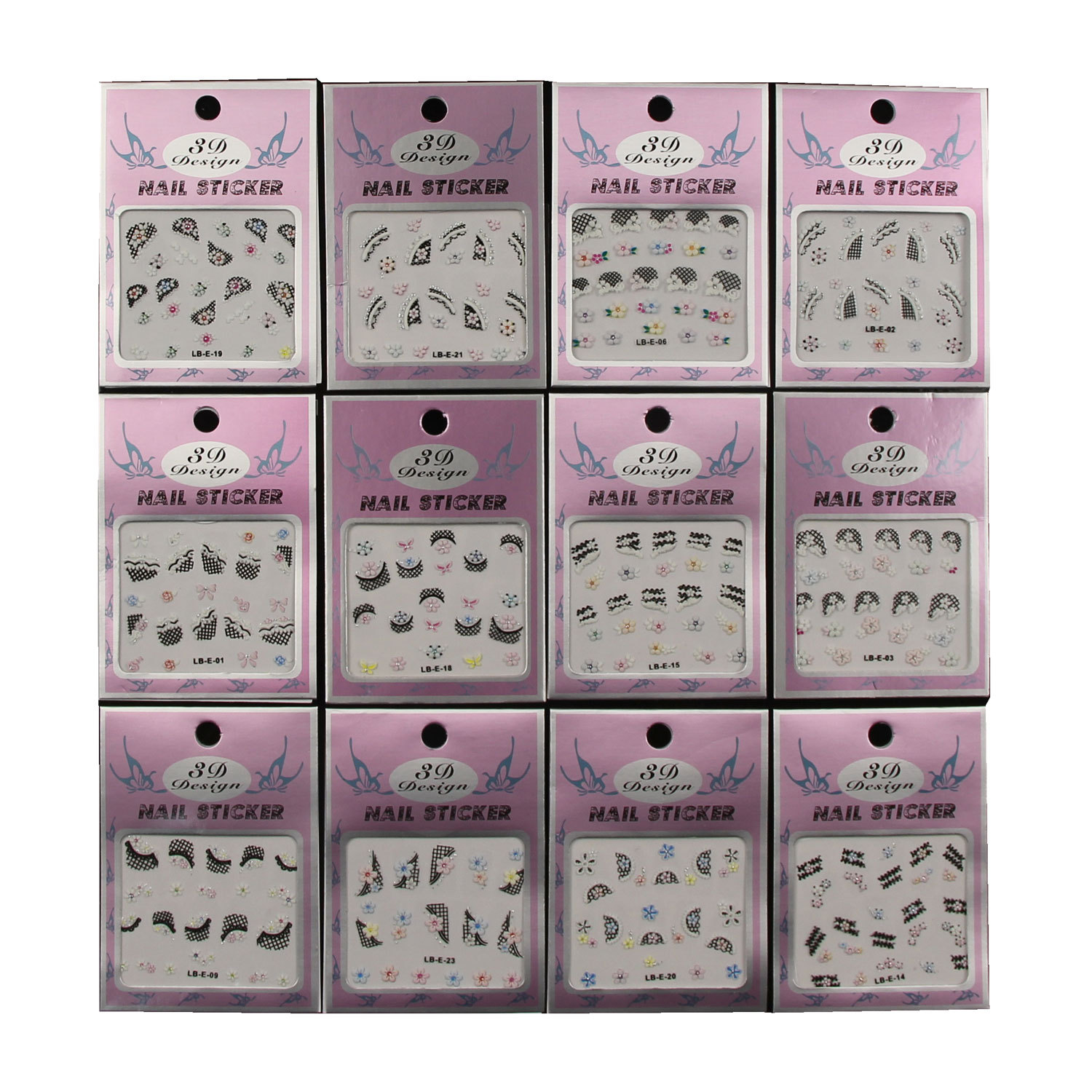 12 Sheets 3D Nail Art Stickers Decals Art Tips Decoration Premium Quality DIY