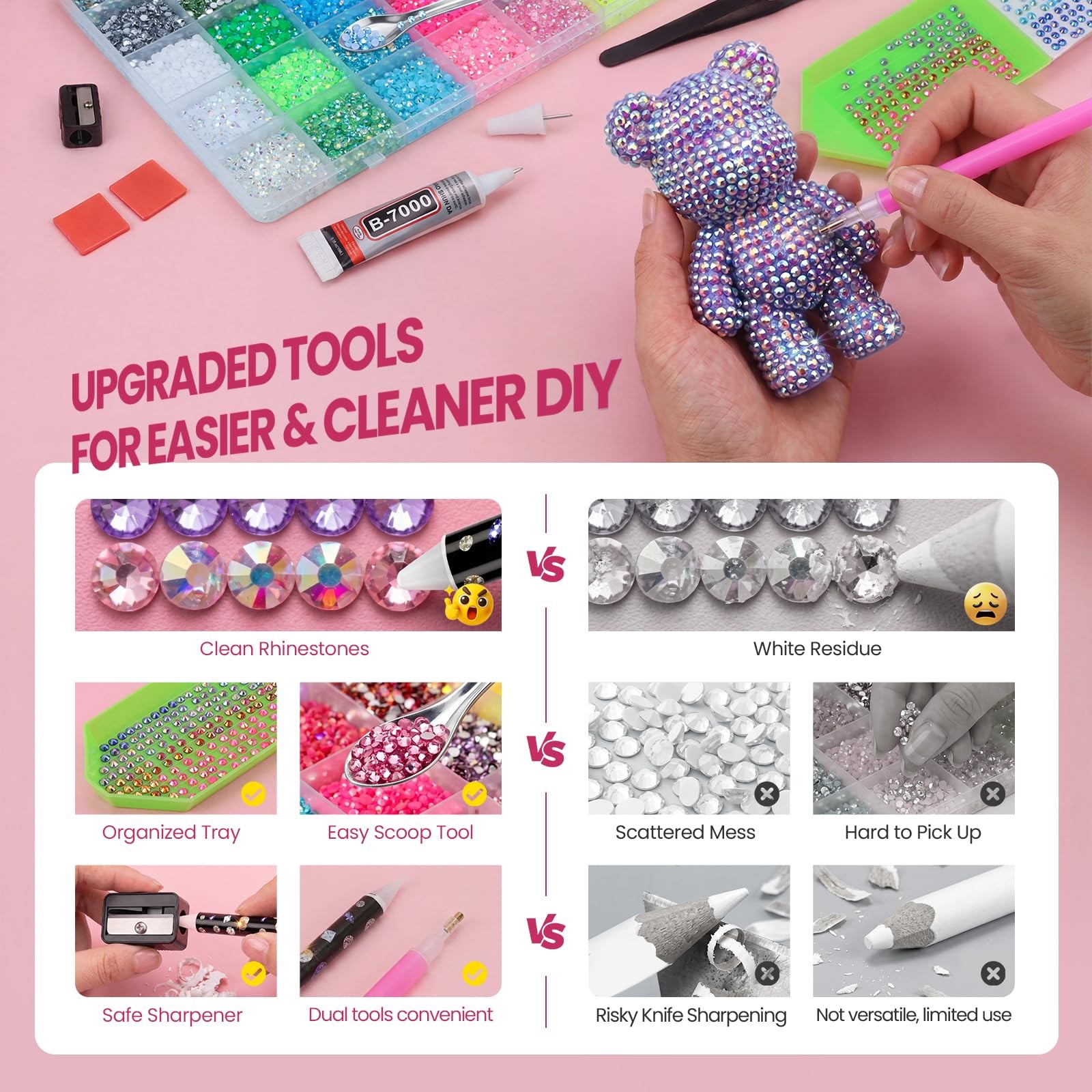 Bedazzling Kit 50000 Pcs 40 Colors, Rhinestones for Bedazzling Gems, 3mm Beda…