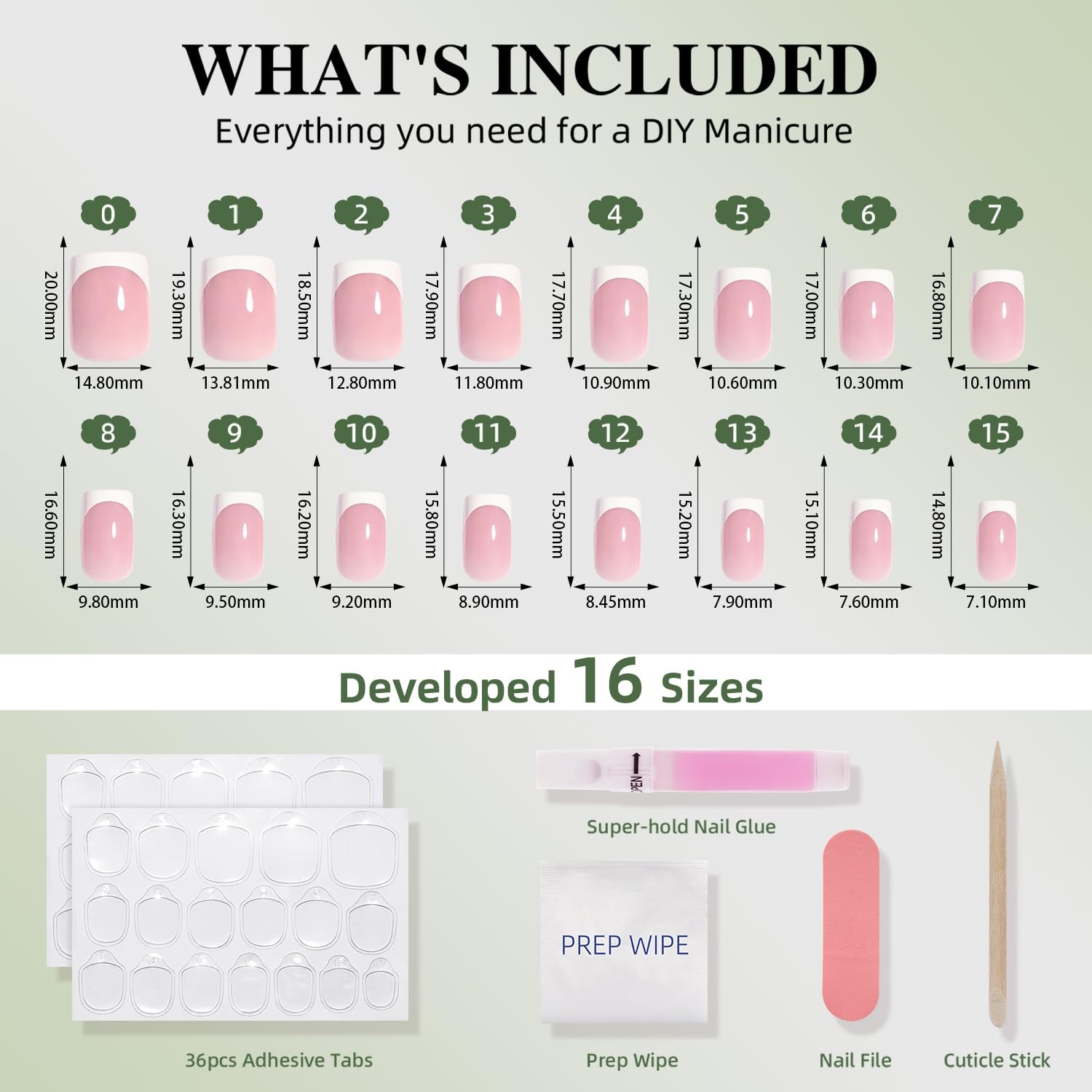 WiniBeauty White French Tip Press On Nails – French Tip Square Fake Nails | M…